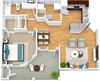Floor Plan 1 Bed 1 Bath 662 sqft